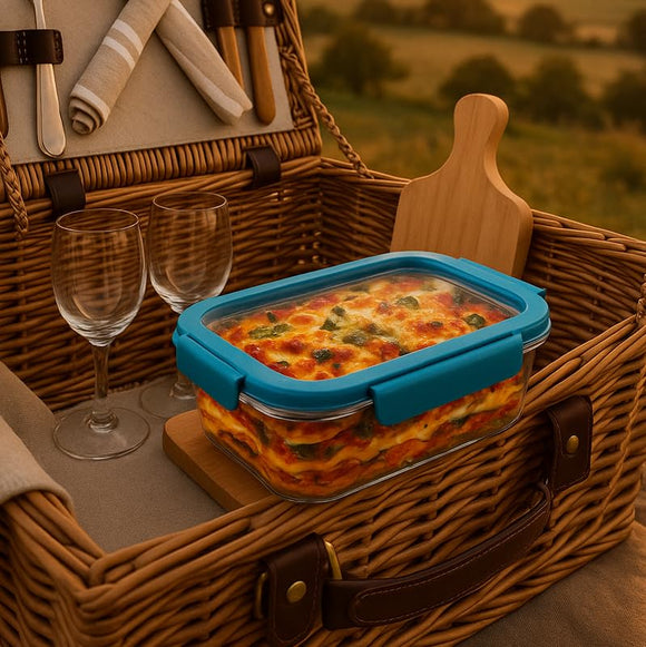 Comfy Homes Collapsible Glass Container Set of 1 | Lunch & Storage Box for School, Office | Easy to carry and Durable |(1500ml)