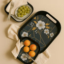 Comfy Homes Durable Multi-Use Premium Printed Rectangular Melamine Serve Ware Set with 3 Trays (Small, Medium & Large) (Blue Tulips)-4