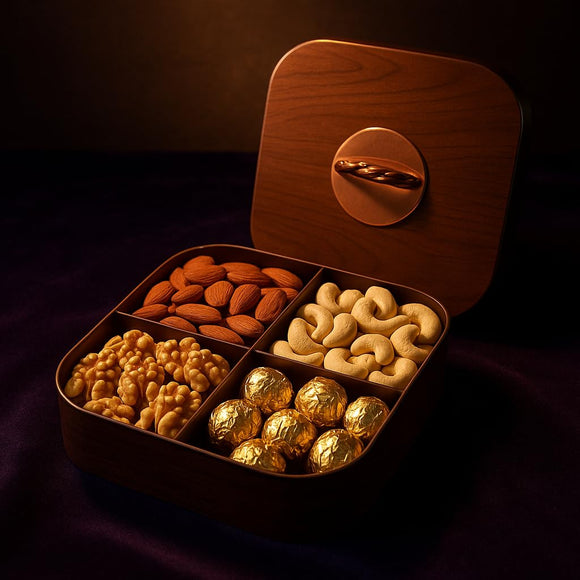 Comfy Homes Multipurpose Revolving Candy Set | Premium Decorative Dry Fruit Box & Chocolate Storage Organizer | Stylish Revolving Serving Container for Candies, Snacks, Sweets & Gifting (Nobility)