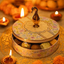 Comfy Homes Dry Fruit Container Collection | Dry Food Storage Box I Gifting Use I Multi-Purpose Box I Serving Platter with 4 section (Floral Bliss)-4