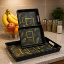 Comfy Homes Durable Multi-Use Premium Printed Rectangular Melamine Serve Ware Set with 3 Trays (Small, Medium & Large) (Sunline Elegance)-6