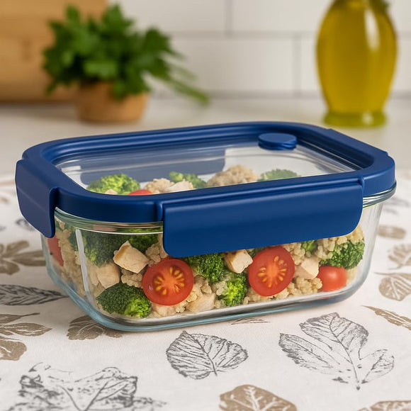 Comfy Homes Collapsible Silicone Container Set | Lunch & Storage Box for School, Office | Easy to carry and Durable (Glass (Sillicone Cover), Set of 1) (640ml)