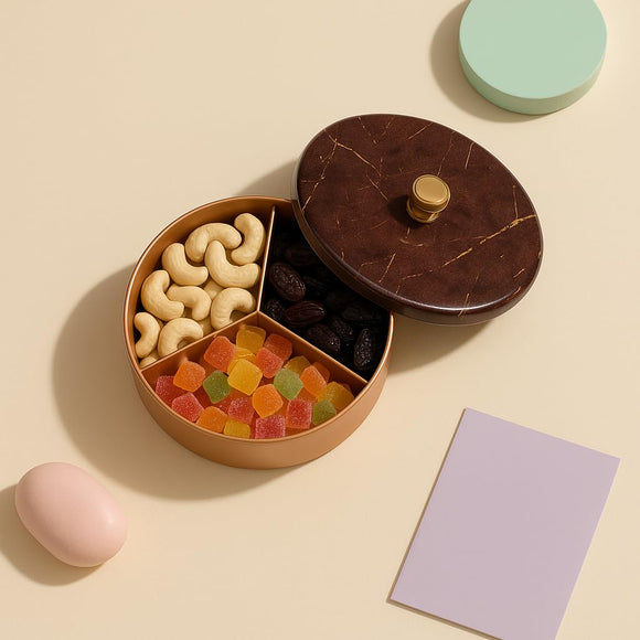 Comfy Homes Mini Multipurpose Candy Set | Elegant Decorative Candy Storage Box for Chocolates, Dry Fruits, Snacks & Sweets | Premium Gifting Box for Home & Festive Return Gifts (Brown)