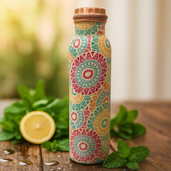 Comfy Homes 100% Copper Water Bottle, 1 Litre | Durable, Leak Proof & Rust Proof | Handicraft Finish & Timeless Luxury Design | Non-Toxic, BPA Free, Boosts Immunity & Yoga Health Benefits (Legacy)