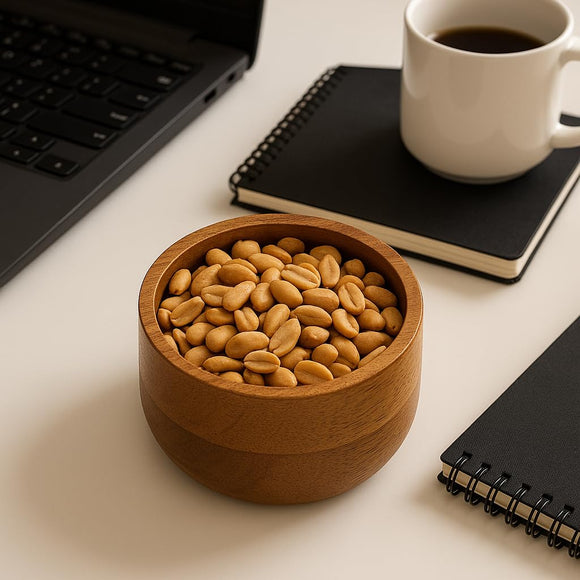 Comfy Homes Wooden Peanut Bowl | Natural Wood Serving Bowl | Snack Bowl for Peanuts, Nuts, Dry Fruits and Snacks | Eco-Friendly, Rustic Kitchenware (Brown)
