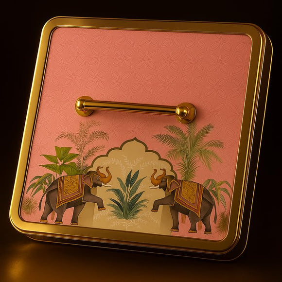 Comfy Homes Multipurpose Container | 4-Section Dry Fruit & Snack Storage Box | Elegant Design Square Shape Dry Food Organizer | Serving Platter & Gift Box for Home & Festive Use (Regal Flora)