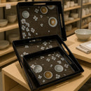 Comfy Homes Durable Multi-Use Premium Printed Rectangular Melamine Serve Ware Set with 3 Trays (Small, Medium & Large) (Coffee Tray)-2