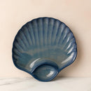 Comfy Homes Ceramic Serving Platter | Elegant Stoneware Snack & Dinner Plate | Stylish Brown Modern Design | Ideal for Starters, Snacks, Desserts & Parties (Blue)-1