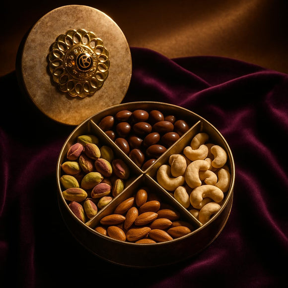 Comfy Homes Mini Multipurpose Candy Set | Elegant Decorative Candy Storage Box for Chocolates, Dry Fruits, Snacks & Sweets | Premium Gifting Box for Home & Festive Return Gifts (Golden)