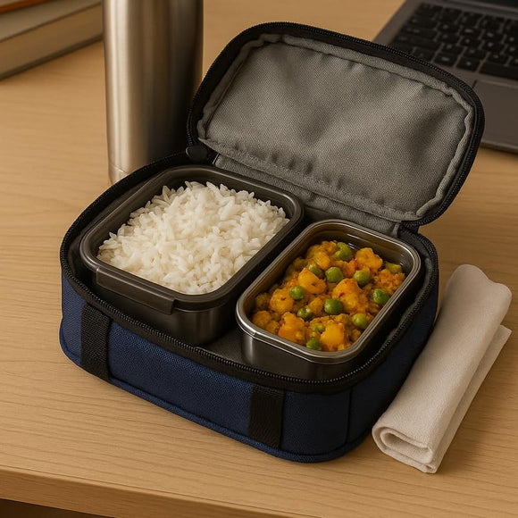 Comfy Homes Stainless Steel Container Set of 2 | Lunch & Storage Box for School, Office | Easy to carry and Durable | 300ml + 600ml