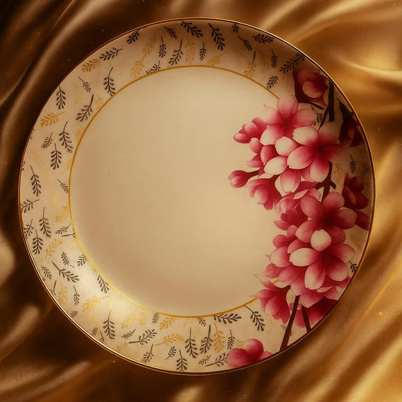 Comfy Homes 41 Pcs Melamine Dinner Set | Round Design with Dinner Plates, Small Plates, Serving Tray, Bowls with Lids, Spoons & Serving Spoons | Unbreakable & Lightweight Dinnerware (Heritage Gold)