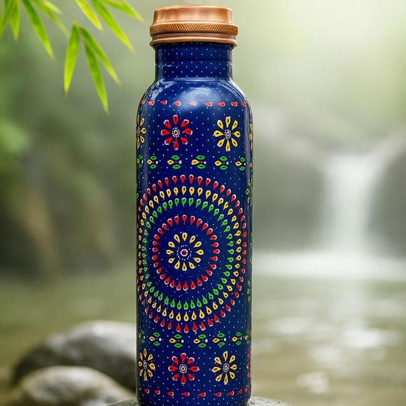Comfy Homes 100% Copper Water Bottle, 1 Litre | Durable, Leak Proof & Rust Proof | Handicraft Finish & Timeless Luxury Design | Non-Toxic, BPA Free, Boosts Immunity & Yoga Health Benefits (Infinity)