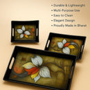 Comfy Homes Durable Multi-Use Premium Printed Rectangular Melamine Serve Ware Set with 3 Trays (Small, Medium & Large) (Royal Bloom)-7