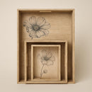 Comfy Homes Wooden Serving Tray | Handcrafted Natural Wood Trays for Snacks, Tea, Coffee, Breakfast & Entertaining | Rustic, Durable & Eco-Friendly Kitchenware (Beige, Set of 3)-2