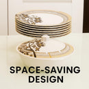 Comfy Homes 40 Pcs Melamine Dinner Set | Round Design with Dinner Plates, Small Plates, Serving Tray, Bowls with Lid, Spoons & Serving Spoons | Unbreakable & Lightweight Dinnerware (Majestic Highness)-6