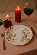 Comfy Homes Round Melamine 41 Pcs Dinner Set | 6 Dinner Plates, 6 Small Plates, 1 Serving Tray, 3 Big Serving Bowls with Lid, 12 Small Bowls, 6 Spoons, 4 Serving Spoons (Yellow Majesty)-7