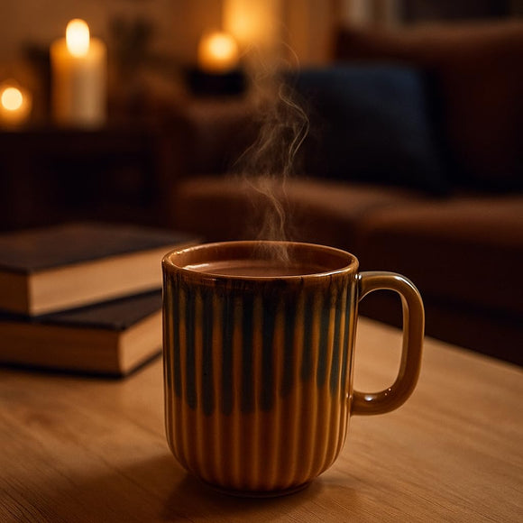 Comfy Homes Ceramic Milk and Coffee Mug | Premium Stoneware Cup for Hot & Cold Beverages | Stylish Brown Modern Design | Perfect for Tea, Milk, Coffee & Gifting (Rustic Yellow)