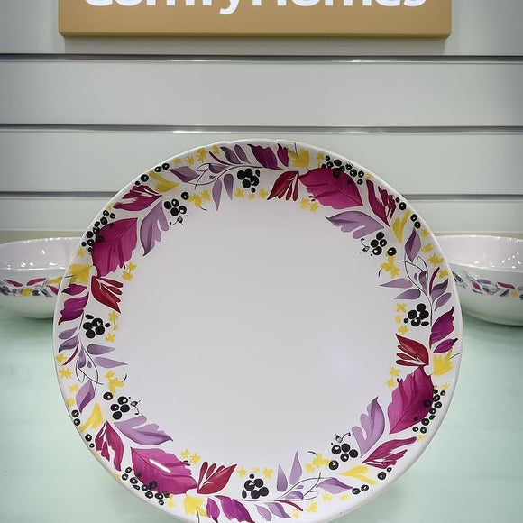 Comfy Homes 41 Pcs Melamine Dinner Set | Round Design with Dinner Plates, Small Plates, Serving Tray, Bowls with Lids, Spoons & Serving Spoons | Unbreakable & Lightweight Dinnerware (Colourful Garden)