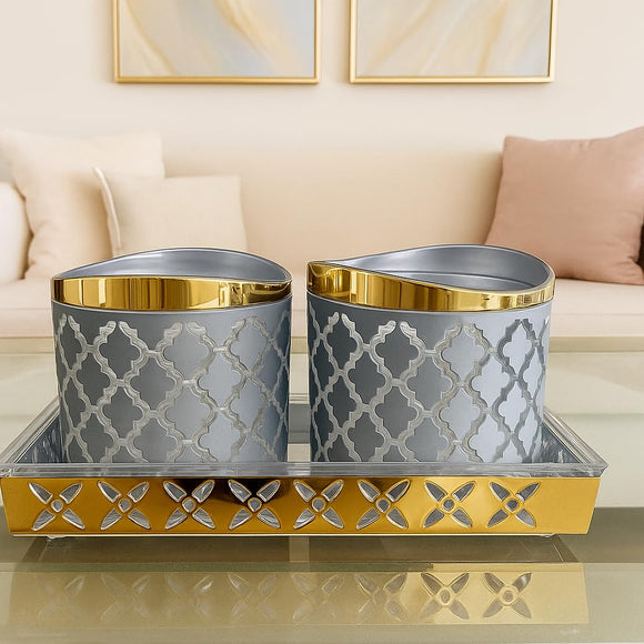 Comfy Homes 2 in 1 Revolving Dry Fruit & Snack Storage Box | 2-Section Multi-Purpose Jar Container | Square Shape Dry Food Organizer, Serving Platter & Gift Box for Home & Festive Use (Serene Blue)