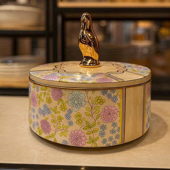 Comfy Homes Dry Fruit Container Collection | Dry Food Storage Box I Gifting Use I Multi-Purpose Box I Serving Platter with 4 section (Floral Bliss)