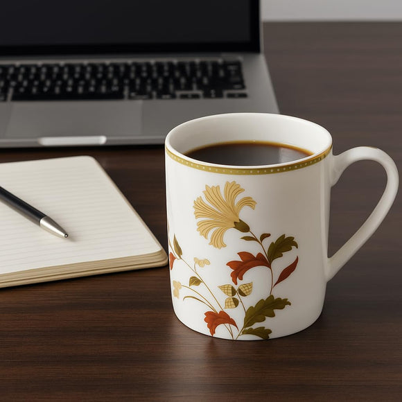 Comfy Homes Bone China Mugs, Set of 6 | Lightweight, Durable, Lead Free, Food Safe, Scratch Resistant with Premium Design | Tea/Chai Cups for Gifting, Home, Office Use & All Occasion (Serene)