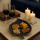 Comfy Homes Ceramic Leaf Serving Platter | Elegant Stoneware Snack & Dinner Plate | Stylish Brown Modern Design | Ideal for Starters, Snacks, Desserts & Parties-6