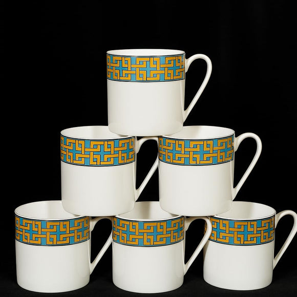 Comfy Homes Bone China Mugs, Set of 6 | Lightweight, Durable, Lead Free, Food Safe, Scratch Resistant with Premium Design | Tea/Chai Cups for Gifting, Home, Office Use & All Occasion (Chique)