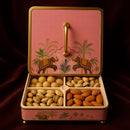 Comfy Homes Multipurpose Container | 4-Section Dry Fruit & Snack Storage Box | Elegant Design Square Shape Dry Food Organizer | Serving Platter & Gift Box for Home & Festive Use (Regal Flora)-4