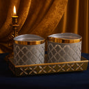 Comfy Homes 2 in 1 Revolving Dry Fruit & Snack Storage Box | 2-Section Multi-Purpose Jar Container | Square Shape Dry Food Organizer, Serving Platter & Gift Box for Home & Festive Use (Serene Blue)-2