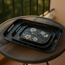 Comfy Homes Durable Multi-Use Premium Printed Rectangular Melamine Serve Ware Set with 3 Trays (Small, Medium & Large) (Blue Tulips)-6