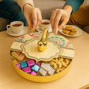 Comfy Homes Dry Fruit Container Collection | Dry Food Storage Box I Gifting Use I Multi-Purpose Box I Serving Platter with 4 section (White Garden)-2