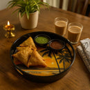 Comfy Homes Round Melamine Tray | Durable, Stackable Serving Tray | Premium Printed Serveware for Kitchen, Dining Table, Coffee Table, Office Desk, Parties, Snacks, Breakfast & More (Sunrise)-4