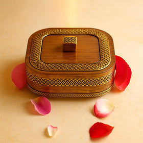 Comfy Homes Revolving Dry Fruit & Snack Storage Box | 4-Section Multi-Purpose Container | Square Shape Dry Food Organizer, Serving Platter & Gift Box for Home & Festive Use (Prestige) - 0