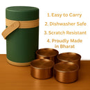 Comfy Homes Hot Pot Tiffin with 4 Stainless Steel Containers | Daily Meal Lunch Box for Office, College, School & Outdoors | Food Grade, Leak-Proof & Easy to Carry  (Green)-7