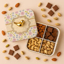 Comfy Homes Multipurpose Container | 4-Section Dry Fruit & Snack Storage Box | Elegant Design Square Shape Dry Food Organizer | Serving Platter & Gift Box for Home & Festive Use (Regenta Flora)-4