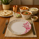 Comfy Homes 41 Pcs Melamine Dinner Set | Round Design with Dinner Plates, Small Plates, Serving Tray, Bowls with Lids, Spoons & Serving Spoons | Unbreakable & Lightweight Dinnerware (Heritage Gold)-7