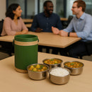 Comfy Homes Hot Pot Tiffin with 4 Stainless Steel Containers | Daily Meal Lunch Box for Office, College, School & Outdoors | Food Grade, Leak-Proof & Easy to Carry  (Green)-4