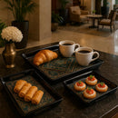 Comfy Homes Durable Multi-Use Premium Printed Rectangular Melamine Serve Ware Set with 3 Trays (Small, Medium & Large) (Royal Monarch)-5