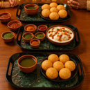 Comfy Homes Durable Multi-Use Premium Printed Rectangular Melamine Serve Ware Set with 3 Trays (Small, Medium & Large) (Sea Breeze)-4