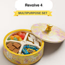 Comfy Homes Dry Fruit Container Collection | Dry Food Storage Box I Gifting Use I Multi-Purpose Box I Serving Platter with 4 section (Petals and Leaves)-2