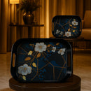 Comfy Homes Durable Multi-Use Premium Printed Rectangular Melamine Serve Ware Set with 3 Trays (Small, Medium & Large) (Blue Tulips)-7