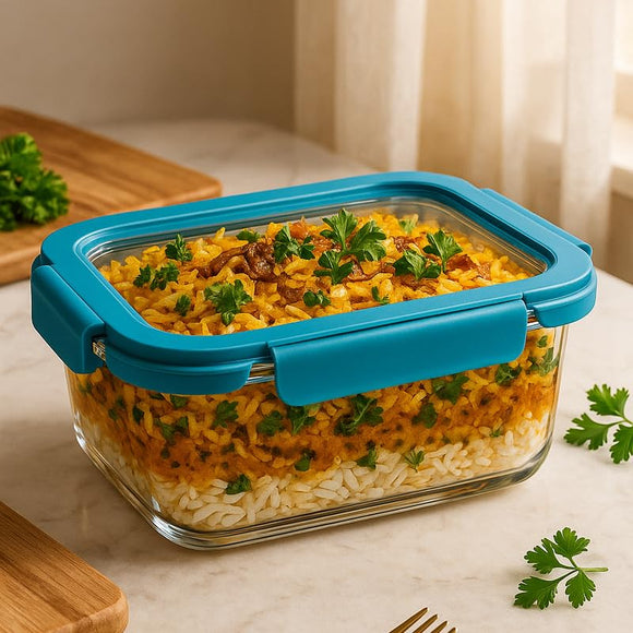 Comfy Homes Collapsible Glass Container Set of 1 | Lunch & Storage Box for School, Office | Easy to carry and Durable |(1500ml)