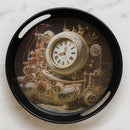 Comfy Homes Round Melamine Tray | Durable, Stackable Serving Tray | Premium Printed Serveware for Kitchen, Dining Table, Coffee Table, Office Desk, Parties, Snacks, Breakfast & More (Clock)-1