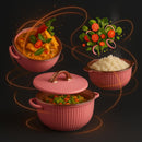 Comfy Homes Set of 3 Casseroles, 1000 2000 3000 ML | Inner Stainless Steel & Outer Plastic Material | BPA Free, Food Grade Hot Pot | Easy to Carry Insulated Roti, Chapati & Kitchen Storage Set (Pink)-4