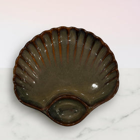 Comfy Homes Ceramic Serving Platter | Elegant Stoneware Snack & Dinner Plate | Stylish Brown Modern Design | Ideal for Starters, Snacks, Desserts & Parties (Red) - 0