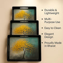 Comfy Homes Durable Multi-Use Premium Printed Rectangular Melamine Serve Ware Set with 3 Trays (Small, Medium & Large) (Autumn Breeze)-7