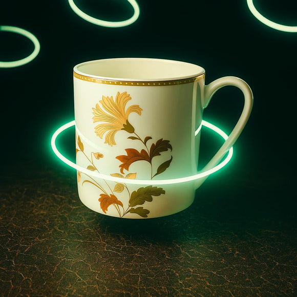 Comfy Homes Bone China Mugs, Set of 6 | Lightweight, Durable, Lead Free, Food Safe, Scratch Resistant with Premium Design | Tea/Chai Cups for Gifting, Home, Office Use & All Occasion (Serene)