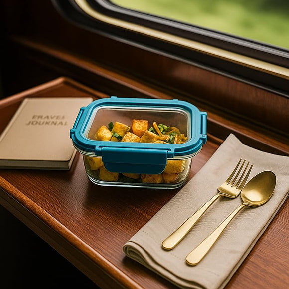 Comfy Homes Glass Container Set of 1 | Lunch & Storage Box for School, Office | Easy to carry and Durable | (1040ml)