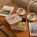 Comfy Homes Multipurpose Container | 4-Section Dry Fruit & Snack Storage Box | Elegant Design Square Shape Dry Food Organizer | Serving Platter & Gift Box for Home & Festive Use (Regenta Flora)-3