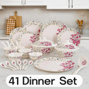 Comfy Homes 41 Pcs Melamine Dinner Set | Round Design with Dinner Plates, Small Plates, Serving Tray, Bowls with Lids, Spoons & Serving Spoons | Unbreakable & Lightweight Dinnerware (Heritage Gold)-2